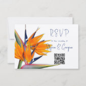 Antwort auf Hochzeiten QR Code Bird of Paradise Ca Einladung (Vorderseite)