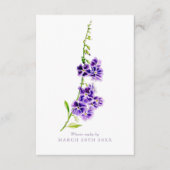 Antwort auf Hochzeitssache violette Blumen Begleitkarte (Vorderseite)
