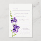 Antwort auf Hochzeitssache violette Blumen Begleitkarte (Rückseite)
