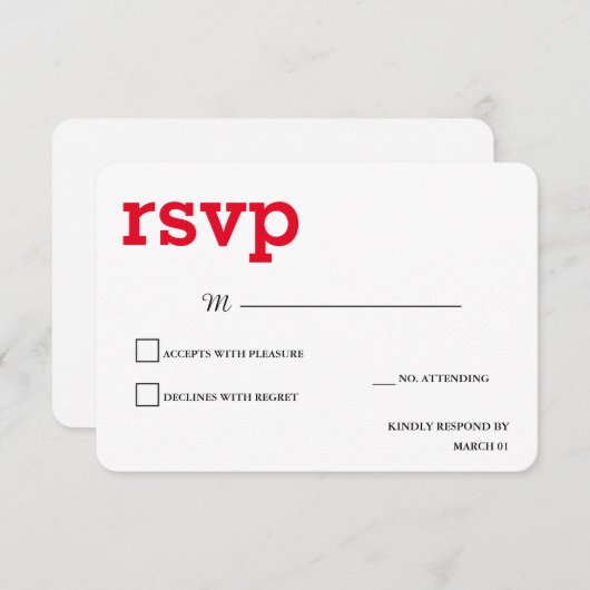 Antwort auf moderne Schlichte Minimalistische Rot- (Vorne/Hinten)