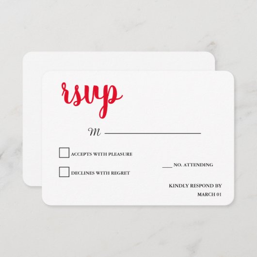 Antwort auf moderne Schlichte Minimalistische Rot- (Vorne/Hinten)