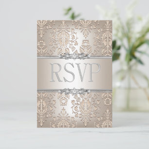 Antwort auf RSVP Elegant Damast Creme Silber Blume