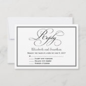 Antwort auf Schwarz-Weiß-Kalligrafie Einladung (Vorderseite)