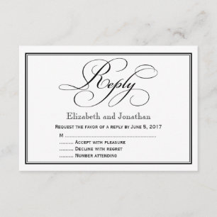 Antwort auf Schwarz-Weiß-Kalligrafie Einladung