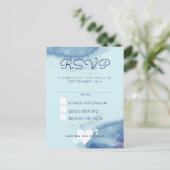 Antwort: Blaue Hochzeit mit Aquarellfarbe rsvp Einladungspostkarte (Stehend Vorderseite)