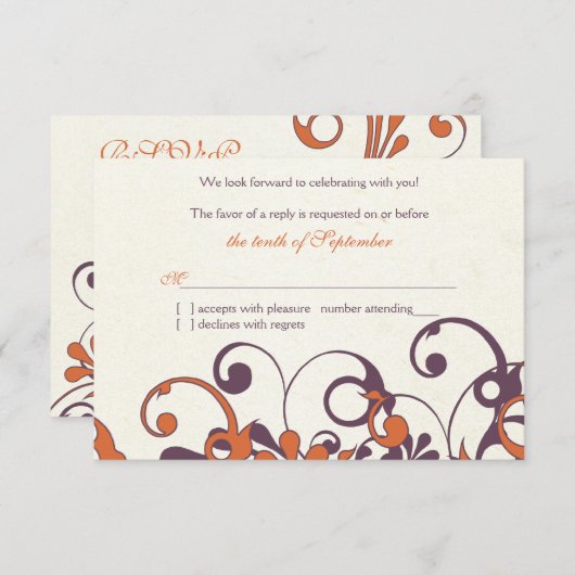 Antwort des Herbstes Lila Orange Floral Wedding RS (Vorne/Hinten)