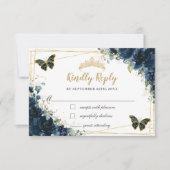 Antwort des Navy Blue Floral Gold Butterfly Quince (Vorderseite)