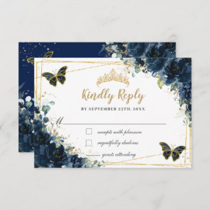 Antwort des Navy Blue Floral Gold Butterfly Quince