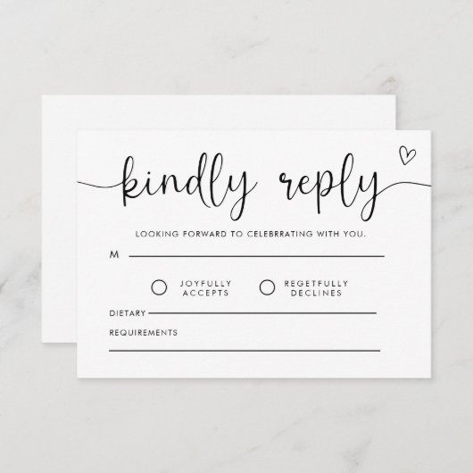 Antwort, Einsteckkarte für Hochzeiten, einfache UA RSVP Karte (Vorne/Hinten)
