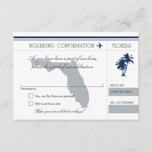 Antwort Einsteigekarte nach Florida Blue und Gray Einladung