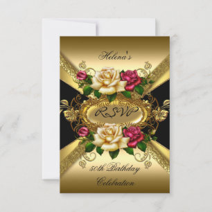 Antwort Geburtstagsfeier Rosen Rot Creme Gold