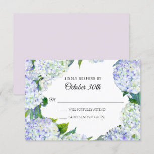 Antwort Hochzeit Floral Flieder und weiße Hortensi Einladung