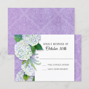 Antwort Hochzeit Floral Hydrangea Lavendel Damast  Einladung