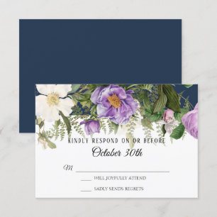 Antwort Hochzeit Navy Lila Elfenbein Rose Pfingstr Einladung
