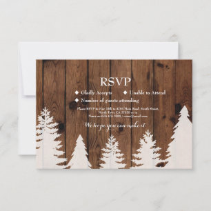 Antwort Hochzeit Rustikale Holz Winter Baum Karten