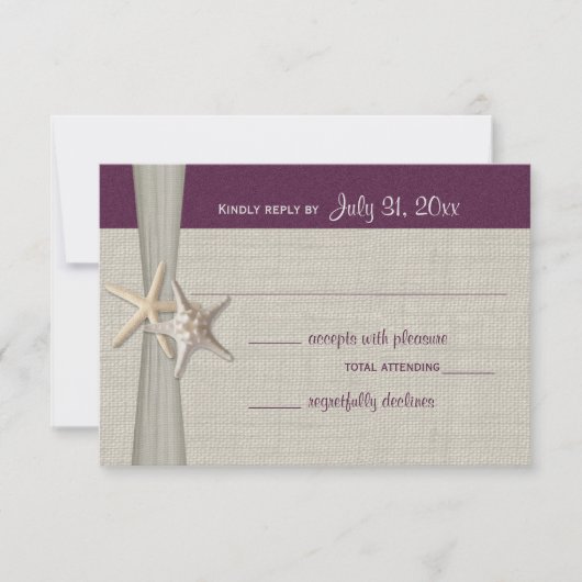 Antwort-Karte für Beach Amore Eggplant RSVP Karte (Vorderseite)