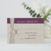 Antwort-Karte für Beach Amore Eggplant RSVP Karte (Stehend Vorderseite)