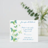 Antwort-Karte für Blaue und grüne Schmetterlingswe RSVP Karte (Stehend Vorderseite)