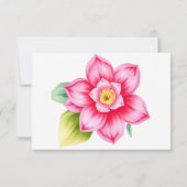 Antwort-Karte mit rosa Blume und Optionen für die RSVP Karte (Rückseite)