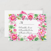 Antwort-Karte mit rosa Blume und Optionen für die RSVP Karte (Vorne/Hinten)