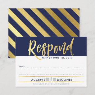 Antwort RSVP-Antwort faux gold Typ marineblau Einladung