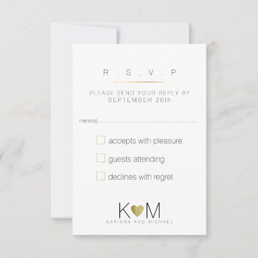 Antwort, uAwg elegant, weiß & klar Hochzeit RSVP Karte (Vorderseite)