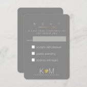 Antwort, uAwg elegante graue Hochzeitsfeier RSVP Karte (Vorne/Hinten)