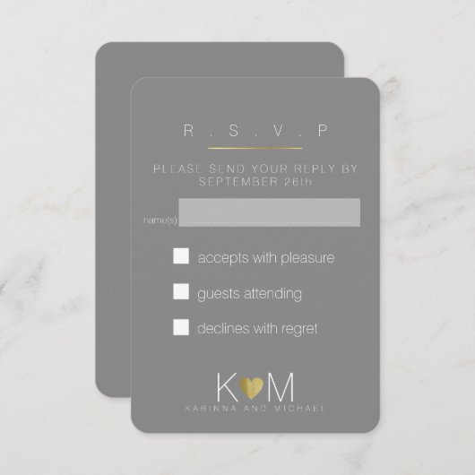 Antwort, uAwg elegante graue Hochzeitsfeier RSVP Karte (Vorne/Hinten)