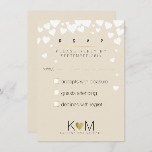 Antwort, uAwg elegante, romantische Liebe Hochzeit Einladung (Vorne/Hinten)