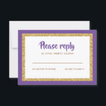 Antwort von Bat Mitzvah auf den Glitzer lila und G<br><div class="desc">Diese trendige Einsteckkarte weist eine fette Schrift auf der Vorderseite auf,  die in goldfarbenem Glitzer und Weiß gehalten ist und einen soliden Hintergrund hat. Fügen Sie den Text mithilfe des Vorlagenformulars hinzu. Ändern Sie den Schriftart,  das Layout und die Farben mithilfe der Funktion Anpassen.</div>