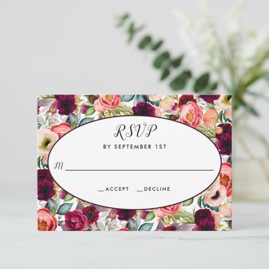 Antwort von Romantic Garden Floral Wedding RSVP (Stehend Vorderseite)