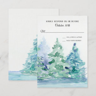 Antwort zur Hochzeit am Blauen See mit Bergkiefern Einladung