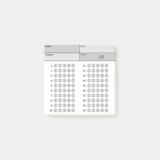 Antwortblatt (Blasen)-Schwarz und Weiß Post-it Klebezettel (Vorderseite)