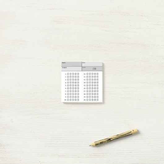 Antwortblatt (Blasen)-Schwarz und Weiß Post-it Klebezettel (Auf Schreibtisch)