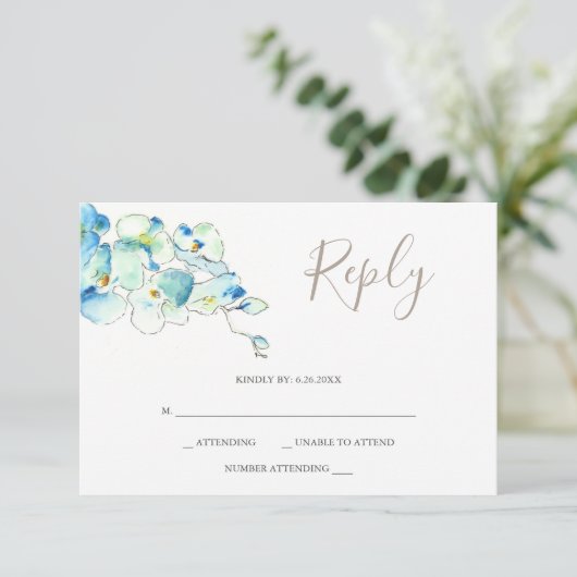 Antworten auf RSVP-Karten der Orchideen-Blume RSVP Karte (Stehend Vorderseite)