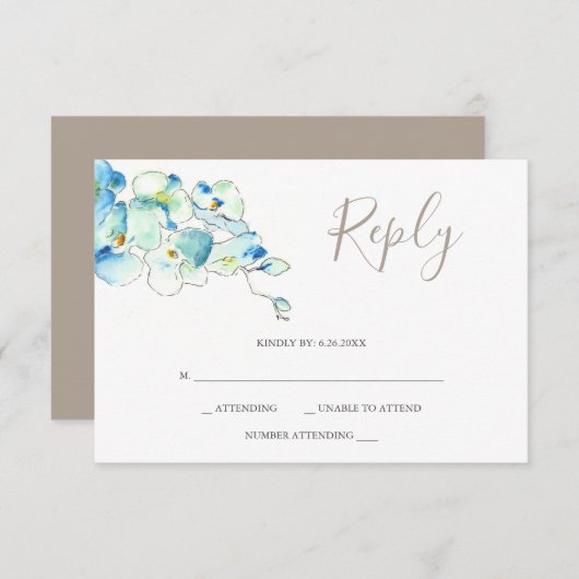 Antworten auf RSVP-Karten der Orchideen-Blume RSVP Karte (Vorne/Hinten)