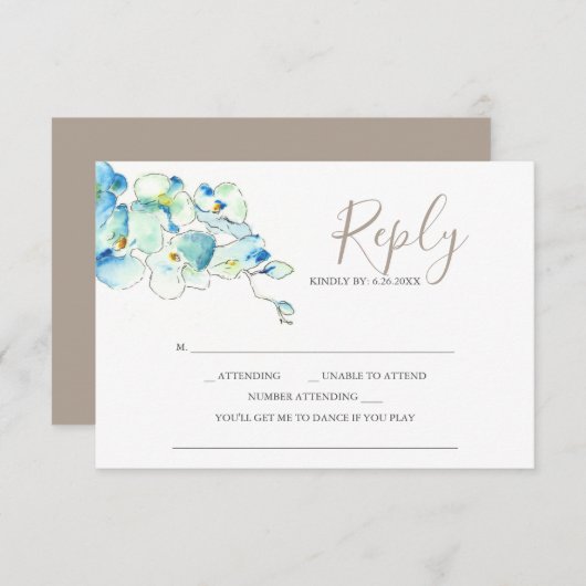 Antworten auf RSVP-Karten der Orchideen-Blume RSVP Karte (Vorne/Hinten)