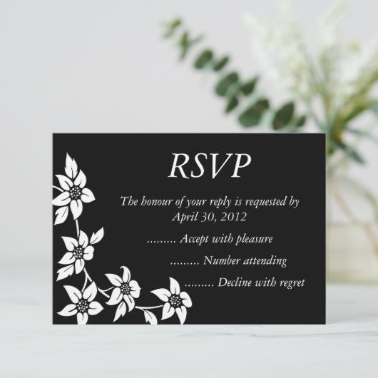 Antworten auf Schwarz-Weiß-Ereignisse, UAWG oder A RSVP Karte (Stehend Vorderseite)