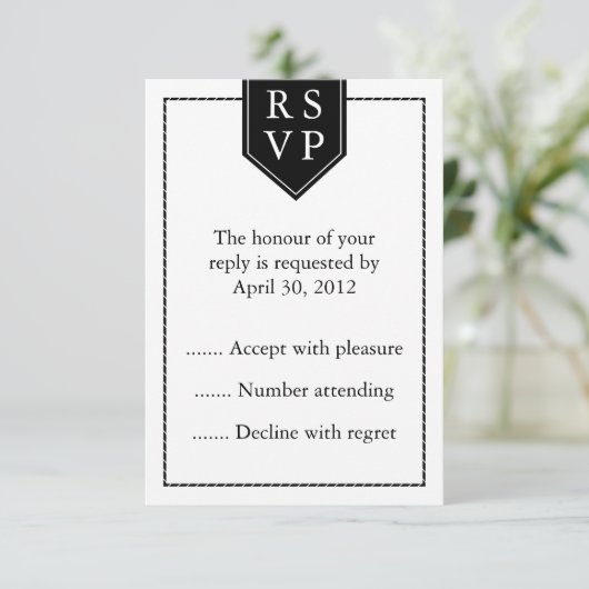 Antworten auf Schwarz-Weiß-Ereignisse, UAWG oder A RSVP Karte (Stehend Vorderseite)