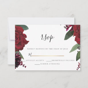 Antworten     Elegantes reiches Burgunder-Marsala- RSVP Karte