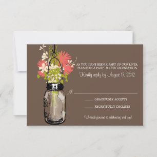 Antworten im Mason-Glas mit Wildblumen RSVP Karte