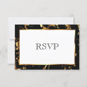 Antworten Schwarz-Weißer Marmor RSVP Karte
