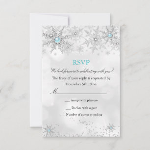 Antworten Sie bitte Türkisblaue Winter Wonderland RSVP Karte