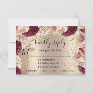Antworten Sie Hochzeit Glitter Braut Roségold Kran RSVP Karte