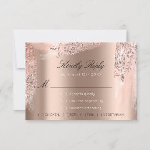 Antworten Sie Rose Weddin Glitter Brautparty Schwa RSVP Karte