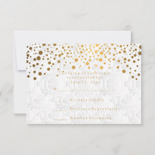 Antworten Sie Stilvoll Konfetti Goldpunkt Hochzeit RSVP Karte