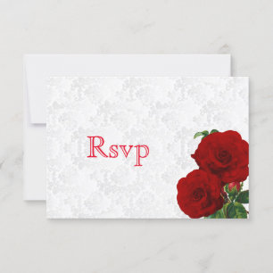 Antworten Sie Tiefrote Rosen Florale Hochzeit RSVP Karte