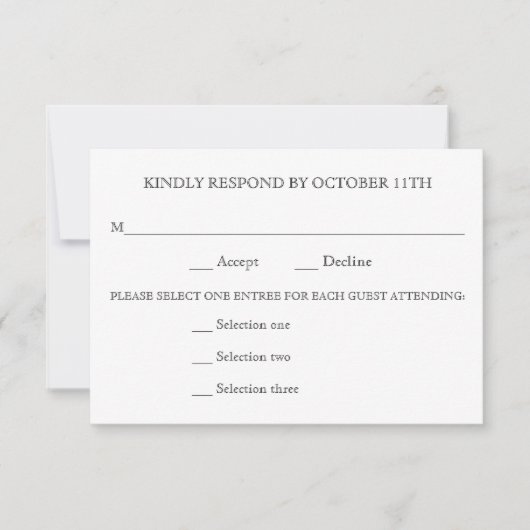 ANTWORTEN SIE WEDDING RSVP 3 MENÜAUSWAHLEN ANTWORT (Vorderseite)