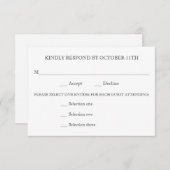 ANTWORTEN SIE WEDDING RSVP 3 MENÜAUSWAHLEN ANTWORT (Vorne/Hinten)