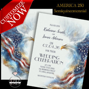 Antwortet Adler Patriotisch USA Semiquincentennial Einladung